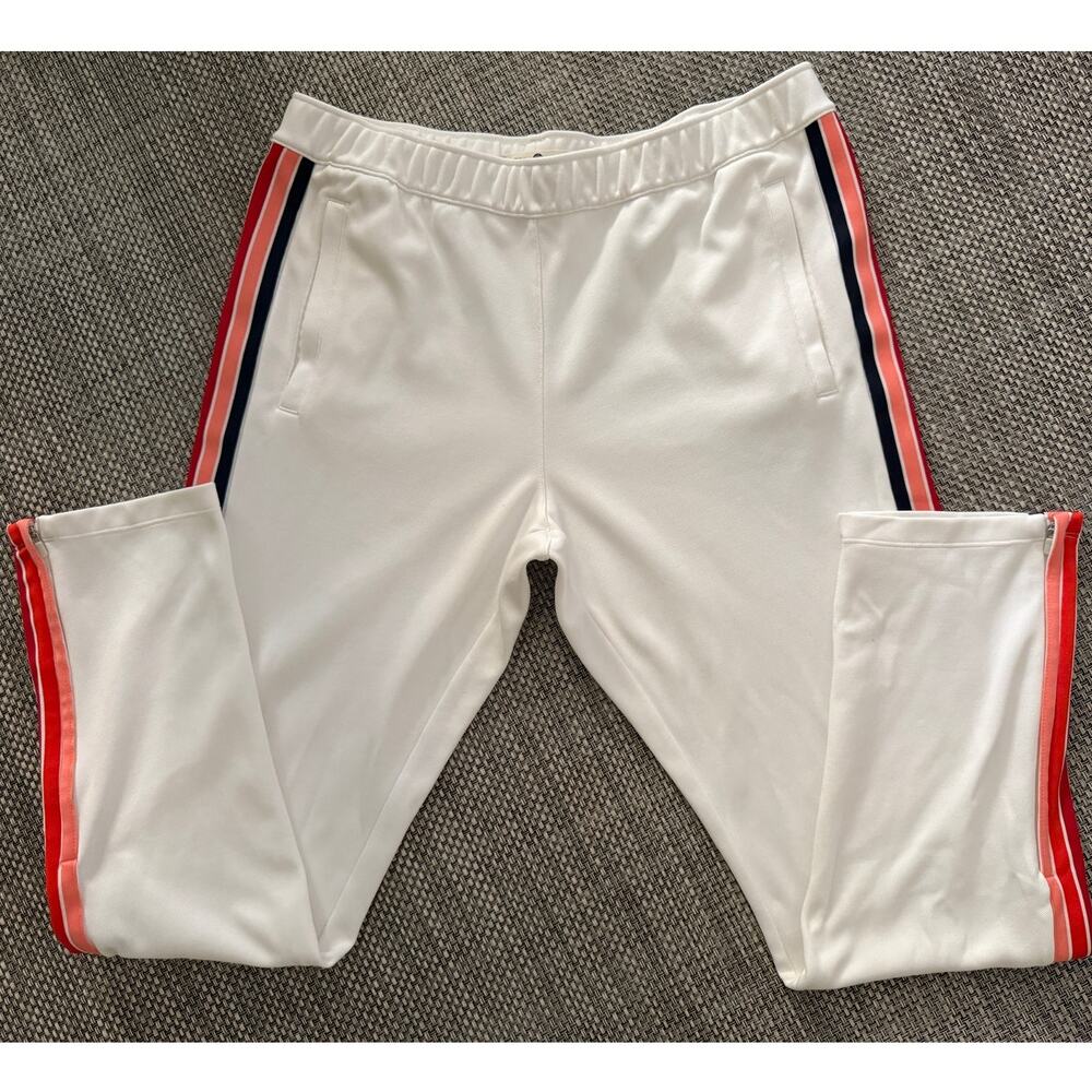 TORY BURCH SPORT Colorblock Track Pants Ivory w/ Multi Color Side Stripes L